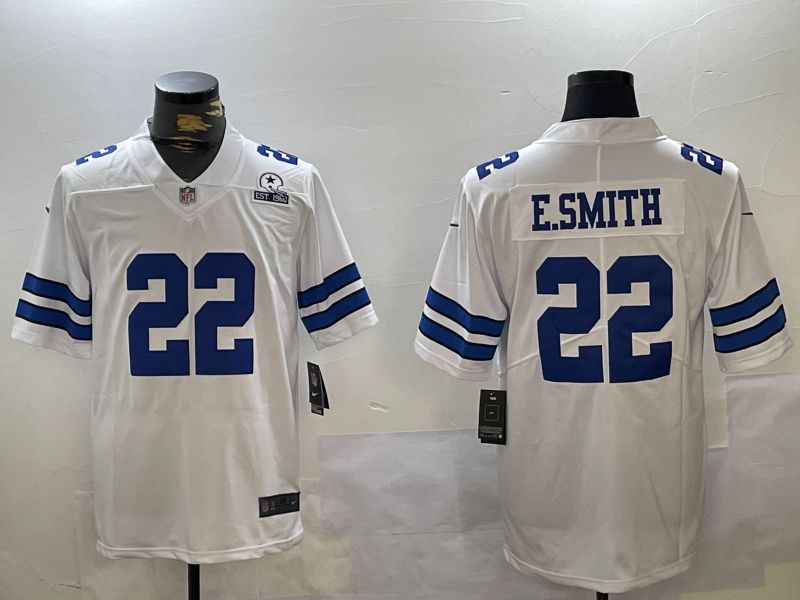 Men Dallas Cowboys 22 E.Smith White 2024 Nike Vapor Limited NFL Jersey style 2
